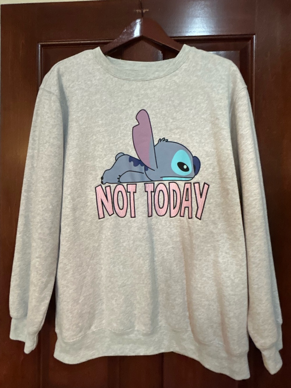 Disney Stitch Not Today Embroidered Graphic Sweatshirt XL